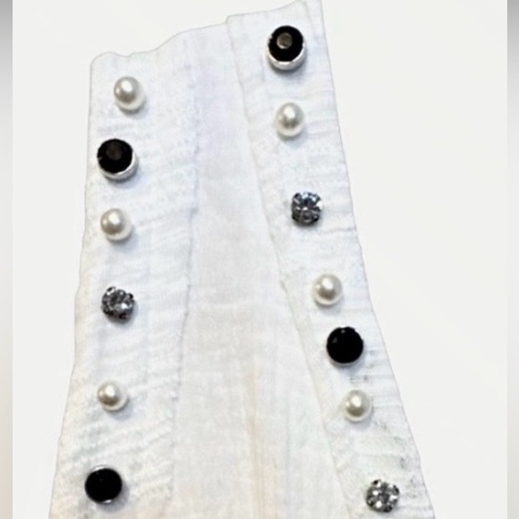 NEW POL Pearl/Studded Oversized White Sleeveless Top/Tunic Fits XS/S/M/L/Xl/XXL - Picture 2 of 6